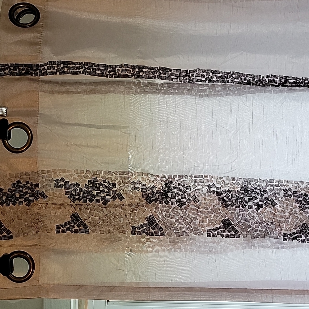 Light Filtering Silver-Grey Embroidered Grommet Curtain Panels (6)